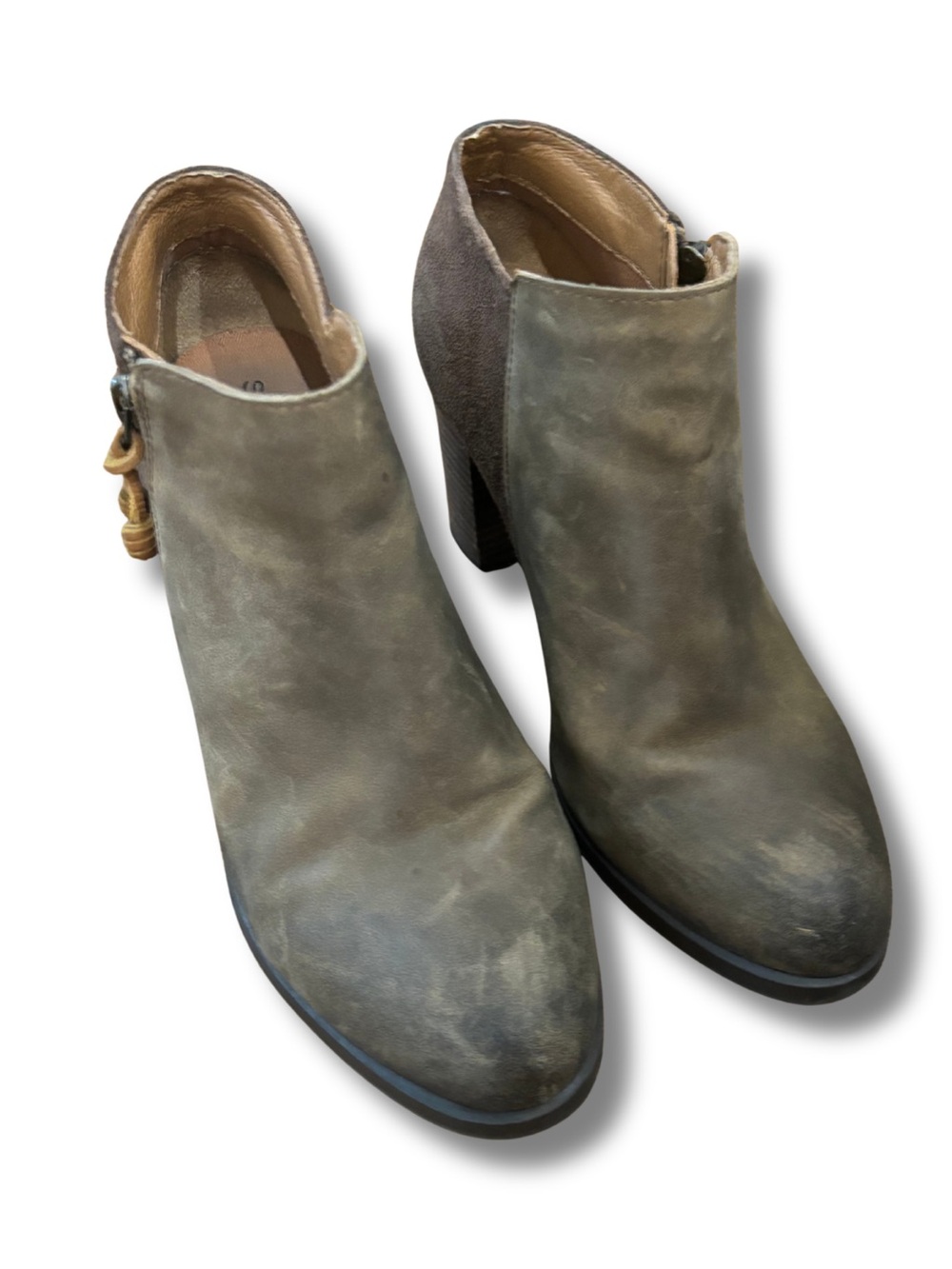 Sperry Top-Sider Leather Ankle Booties Block Heel Side Zip Women’s 8M